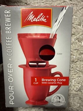 MELITTA RED POUR‎ OVER COFFEE BREWER WITH MUG